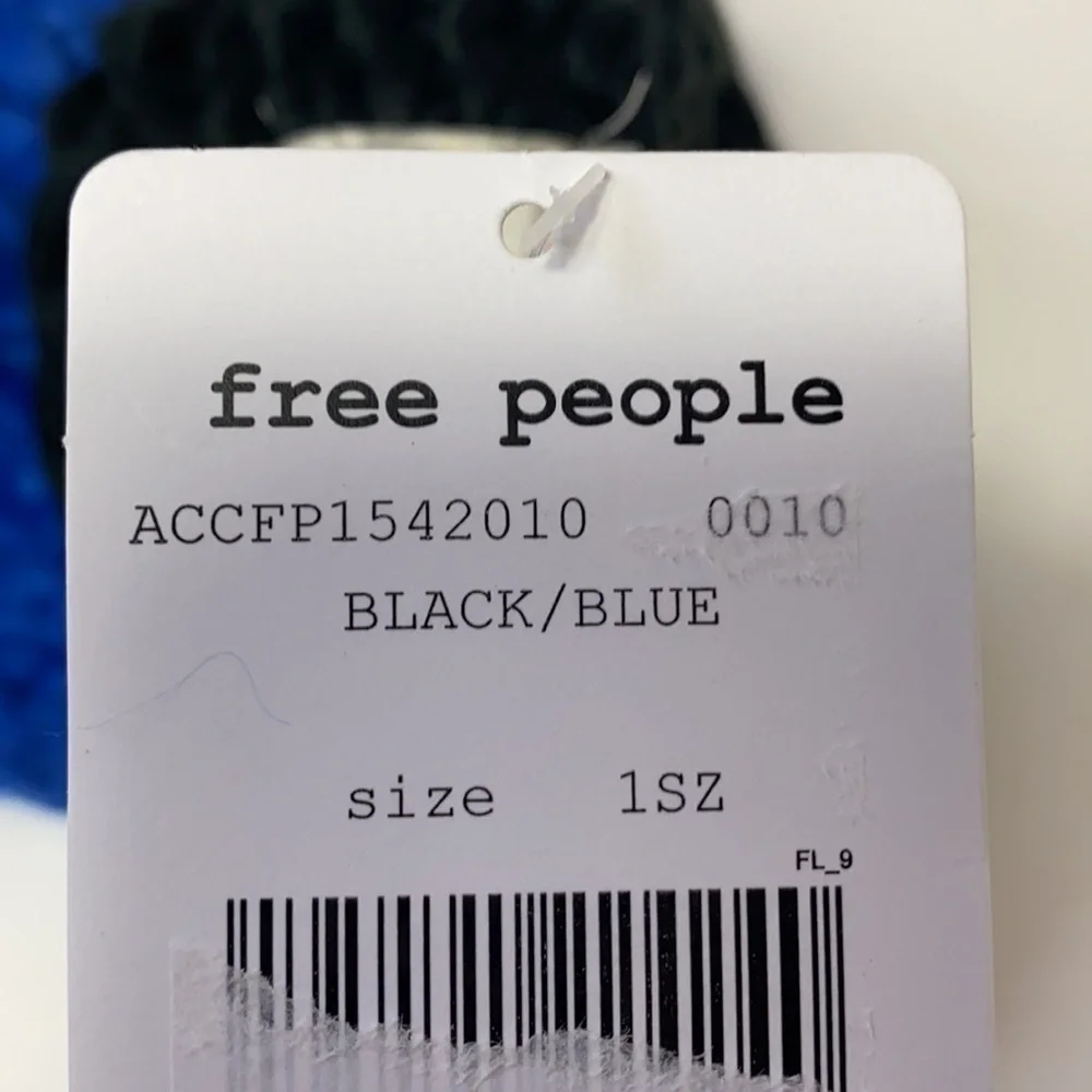 Free People Cozy Up Pom Beanie blue black NWT